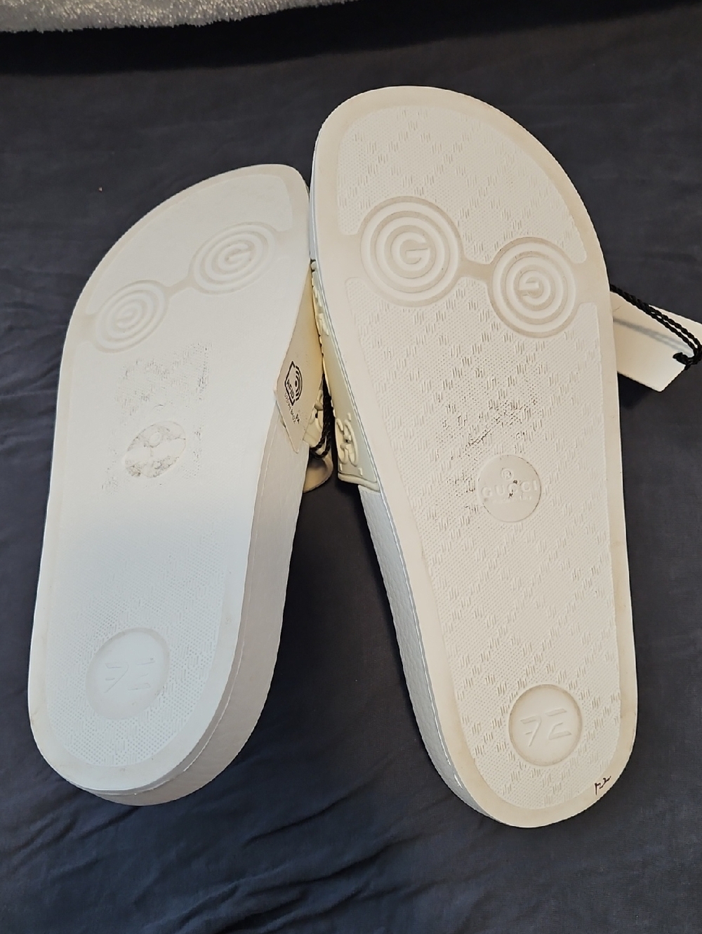 Gucci White Interlocking G Cutout Slide Sandals Sz 7 New - Picture 7 of 10